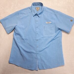 Hook & Tackle Mens Short Sleeve Button Shirt XL Blue/Sun Protection/Fishing